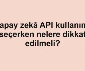 Yapay zekâ API kullanımı seçerken nelere dikkat edilmeli?