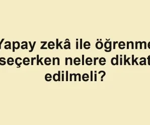 Yapay zekâ ile öğrenme seçerken nelere dikkat edilmeli?