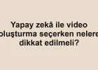 Yapay zekâ ile video oluşturma seçerken nelere dikkat edilmeli?