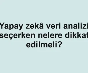 Yapay zekâ veri analizi seçerken nelere dikkat edilmeli?